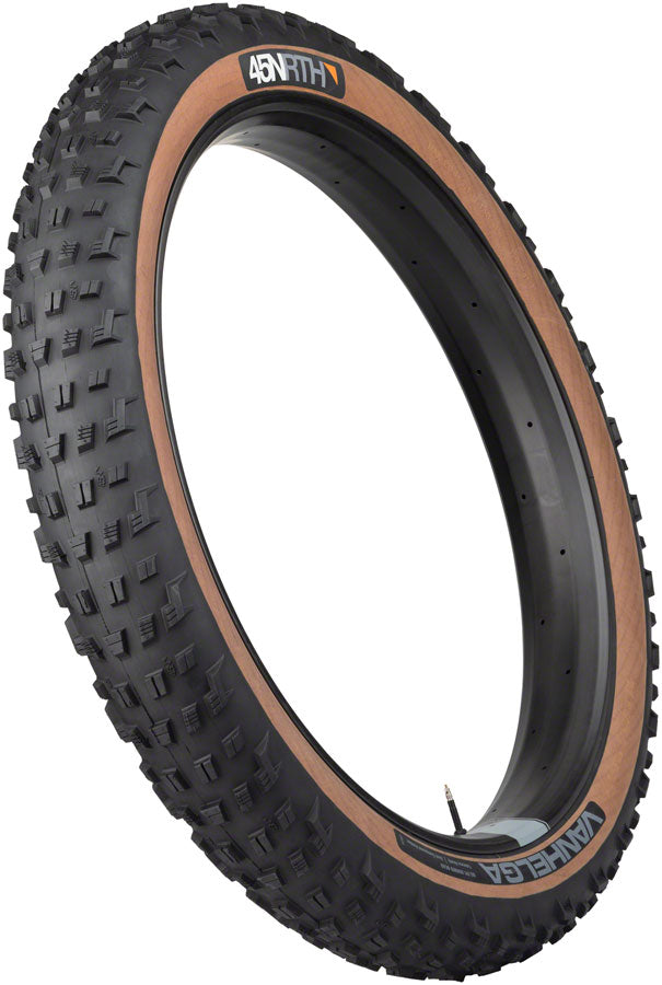 Load image into Gallery viewer, 45NRTH Vanhelga Tire 27.5 x 4 Tubeless Folding TPI 60 Black/Tan Fat Bike