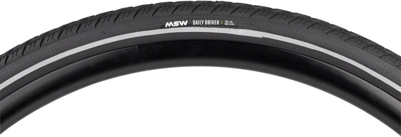 Load image into Gallery viewer, MSW Daily Driver Tire - 700 x 38, Black, Rigid Wire Bead, Reflective Sidewall, 33tpi