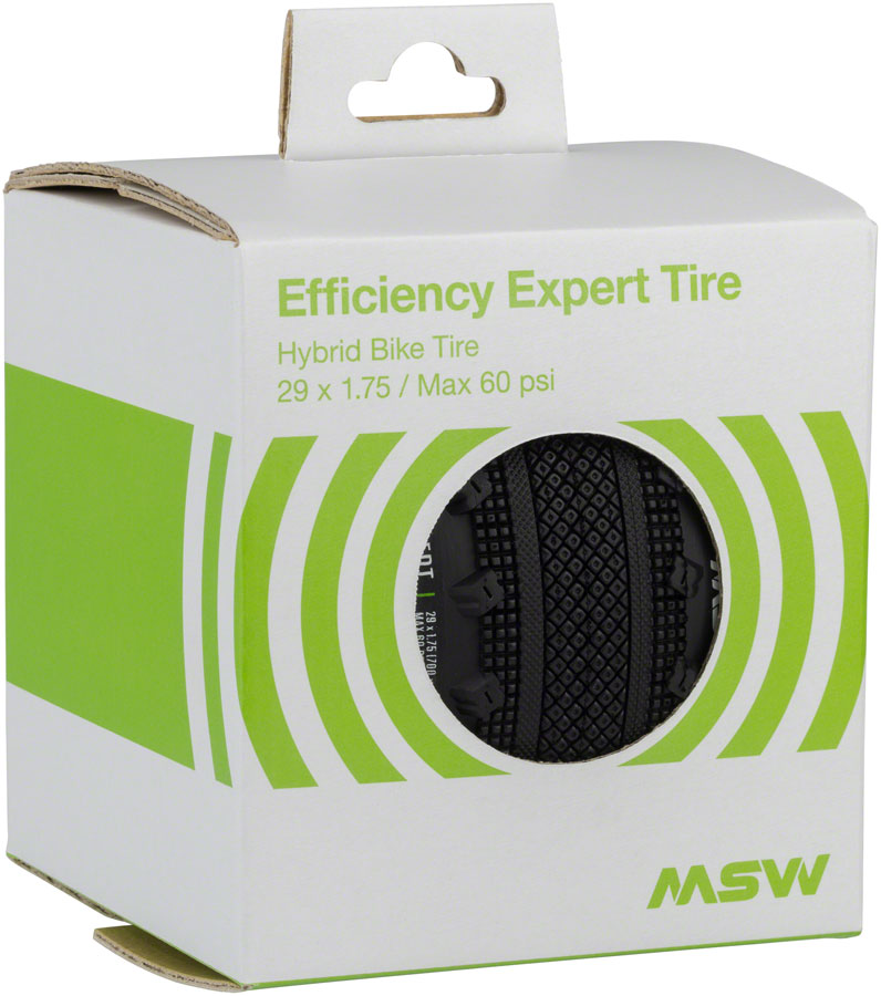 Load image into Gallery viewer, MSW Efficiency Expert Tire - 29 x 1.75 / 700 x 45, Black, Folding Wire Bead, Puncture Protection, Reflective Sidewalls,