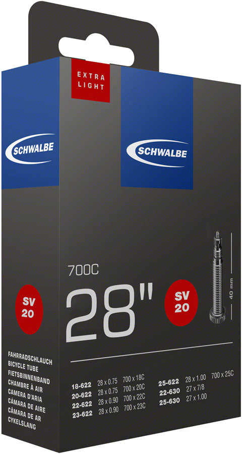 Load image into Gallery viewer, Schwalbe Extra Light Tubes - 700 x 18-25mm, 40mm Presta Valve, Pack of 2