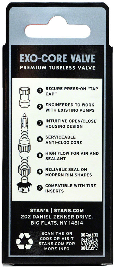 Load image into Gallery viewer, Stan's Tubeless Exo-Core Valve Stems - Alloy, Tall, Black, Pair
