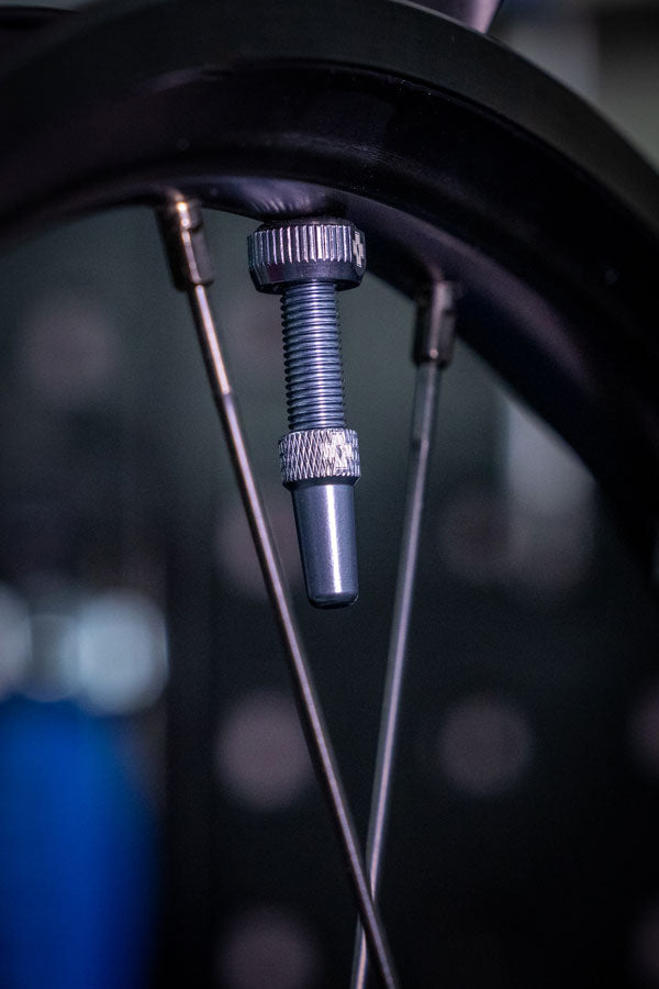 Load image into Gallery viewer, Muc-Off V2 Tubeless Valve Kit - Gray, 44mm, Pair 4mm Machined Allen Key Slot