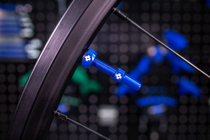 Load image into Gallery viewer, Muc-Off V2 Tubeless Valve Kit - Blue, 44mm, Pair 4mm Machined Allen Key Slot