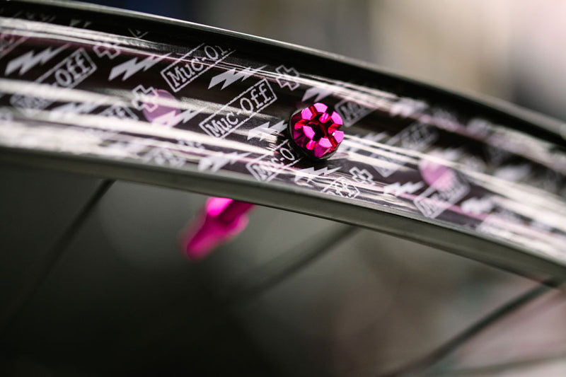 Load image into Gallery viewer, Muc-Off V2 Tubeless Valve Kit - Pink, 60mm, Pair 4mm Machined Allen Key Slot