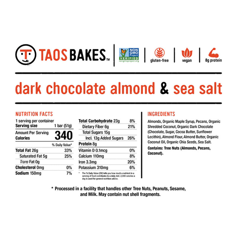 Load image into Gallery viewer, Taos Bakes Energy Bar, Dark Chocolate Almond, 12/Count