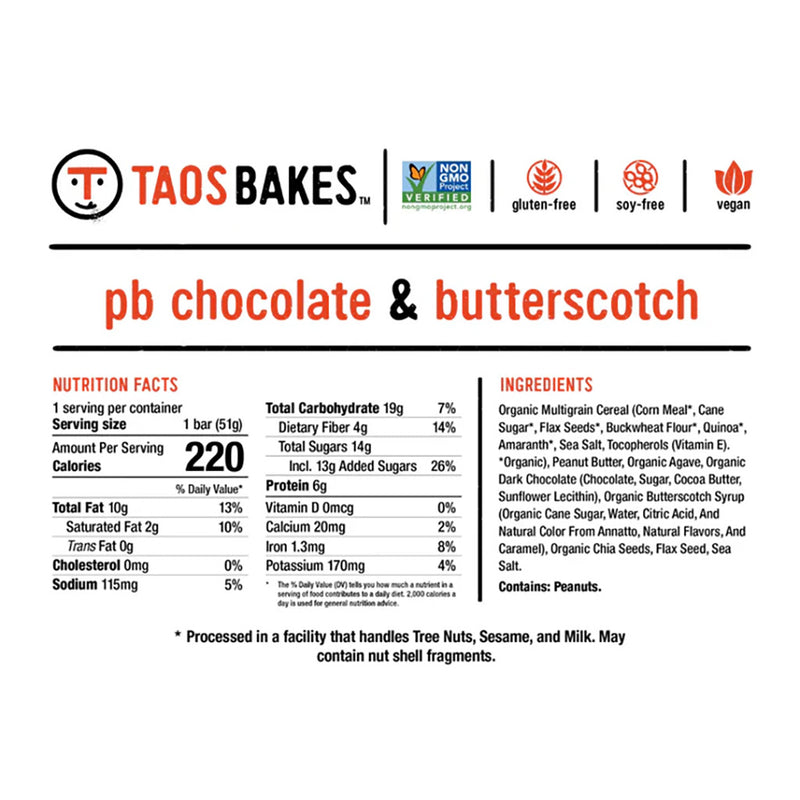 Load image into Gallery viewer, Taos Bakes Energy Bar, Chocolate Butterscotch, 12/Count