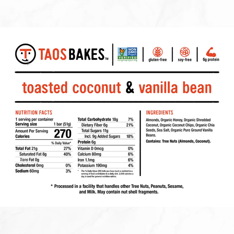 Load image into Gallery viewer, Taos Bakes Energy Bar, Toasted Coconut, 12/Count