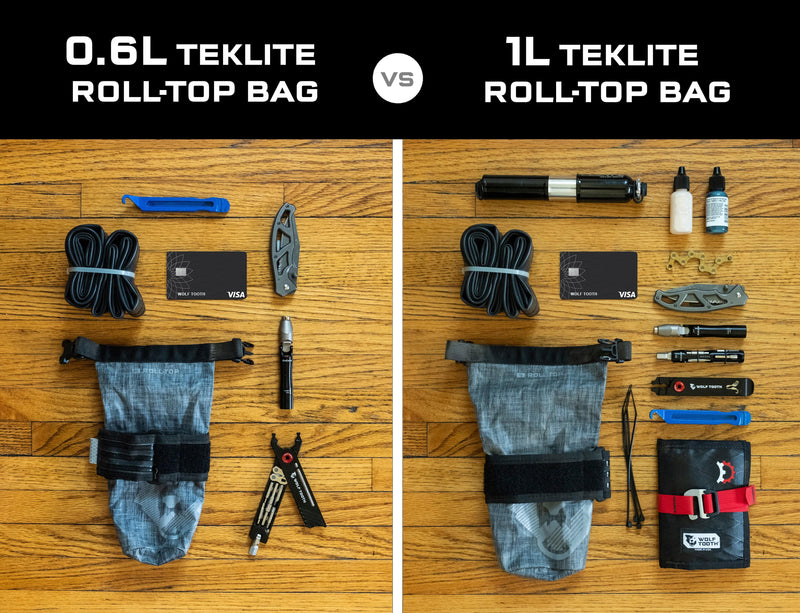 Load image into Gallery viewer, Wolf Tooth B-RAD TekLite Roll-Top Bag 0.6L Gray Bag and strap