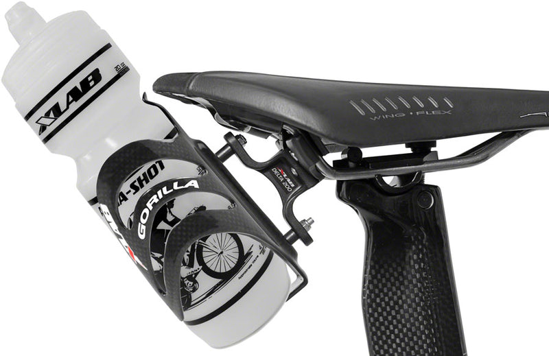 Load image into Gallery viewer, XLAB Delta 200 Rear Water Bottle Cage Black | Carbon Fiber Bolt-On Saddle Mount
