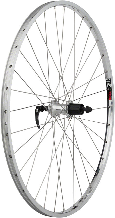 Load image into Gallery viewer, Quality Wheels CR-18 Rear Wheel - 27", QR x 130mm, Rim Brake, HG 10, Polished/Silver, Clincher, 32H