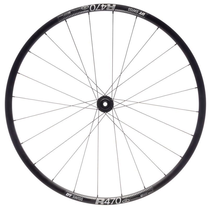 Load image into Gallery viewer, Quality Wheels 700c Front Wheel DT 350/DT R470db 12x100mm Center Lock Black