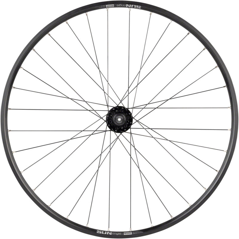 Load image into Gallery viewer, Quality Wheels Value Double Wall Series Disc Front Wheel - 27.5", QR x 100mm, 6-Bolt/Rim, Black, 32H