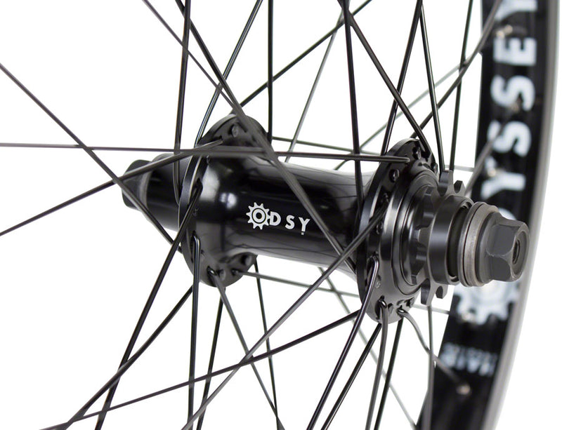 Load image into Gallery viewer, Odyssey Hazard Lite Rear Wheel 20in 14x110mm Rim Brake Cassette Hard Black 36H
