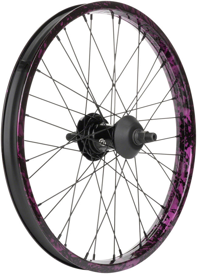 Load image into Gallery viewer, Salt Everest Rear Wheel - 20&quot;, Black/Purple Splatter, Freecoaster, LHD
