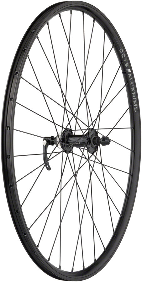 Load image into Gallery viewer, Quality Wheels Value Double Wall Series Rim+Disc Front Wheel - 26", QR x 100mm, Center-Lock /Rim Brake, Black, Clincher,