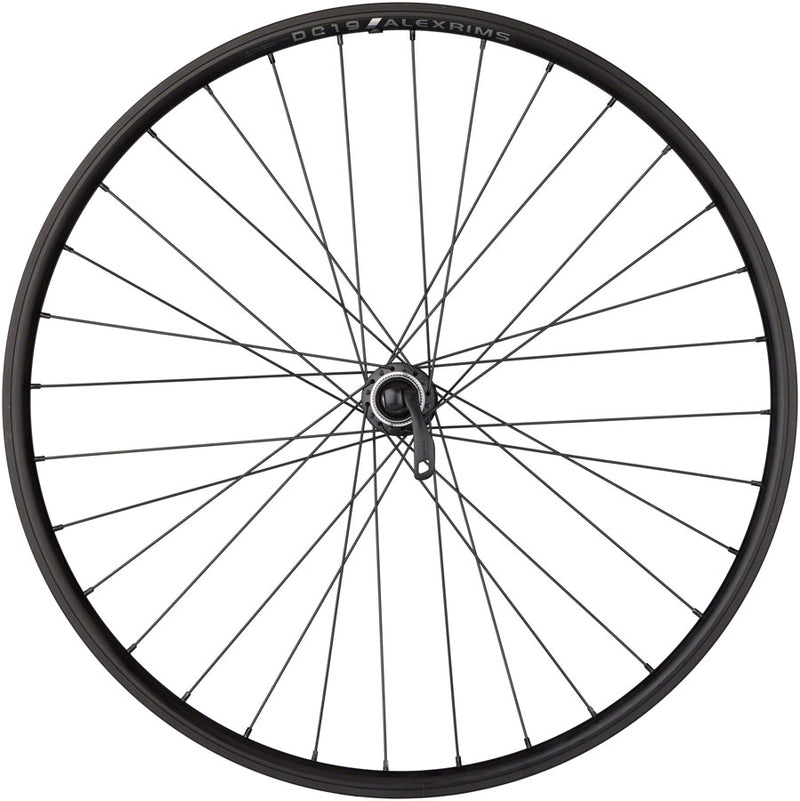 Load image into Gallery viewer, Quality Wheels Value Double Wall Series Rim+Disc Front Wheel - 26", QR x 100mm, Center-Lock /Rim Brake, Black, Clincher,