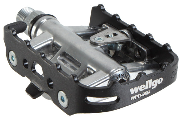 Load image into Gallery viewer, Wellgo WPD-95B Clipless/Cage Pedals, Black/Silver NLS