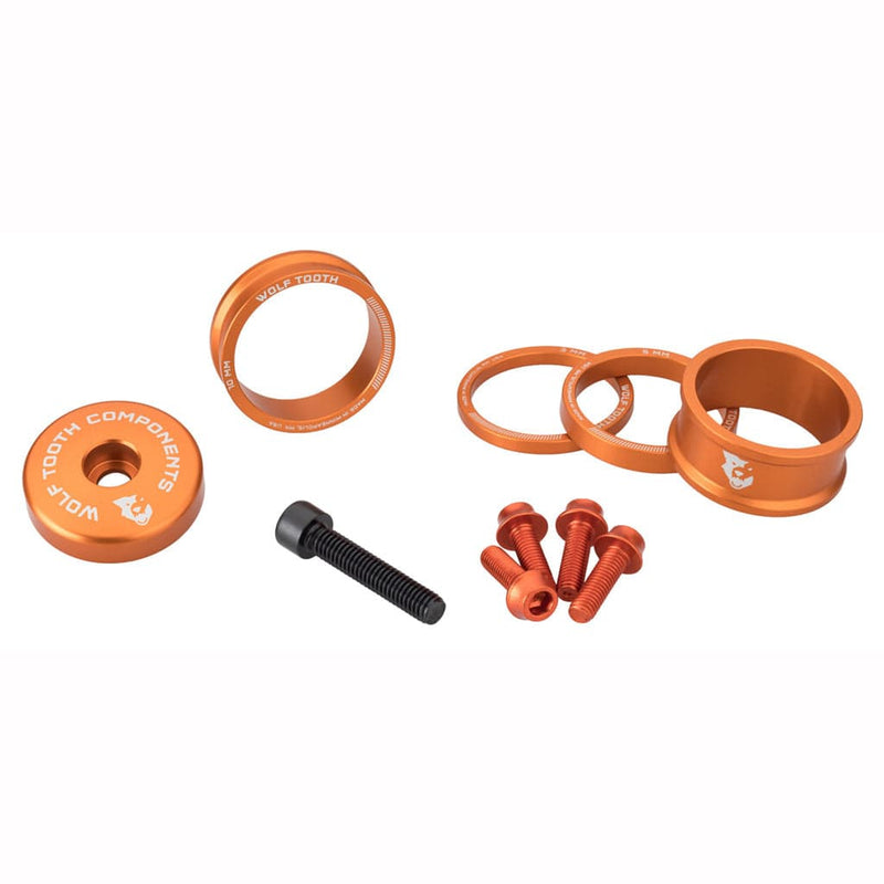 Load image into Gallery viewer, Wolf Tooth Headset BlingKit - Precision Machined Aluminum Spacers & Top Cap Set for 1-1 - 8" Steerers, Raw Silver, Lightweight & Stylish Bike Upgrade