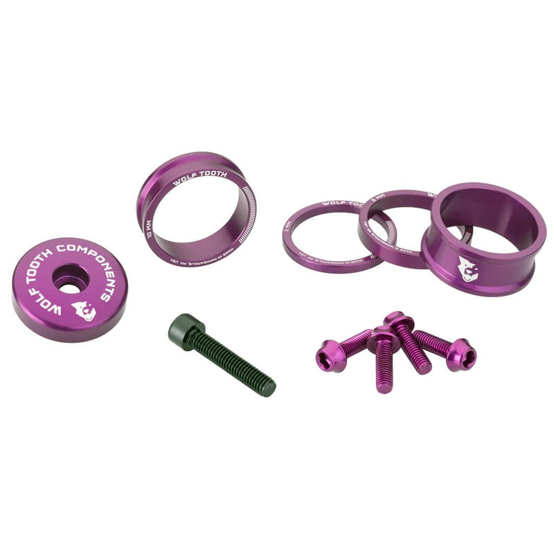 Load image into Gallery viewer, Wolf Tooth Headset BlingKit - Precision Machined Aluminum Spacers & Top Cap Set for 1-1 - 8" Steerers, Raw Silver, Lightweight & Stylish Bike Upgrade