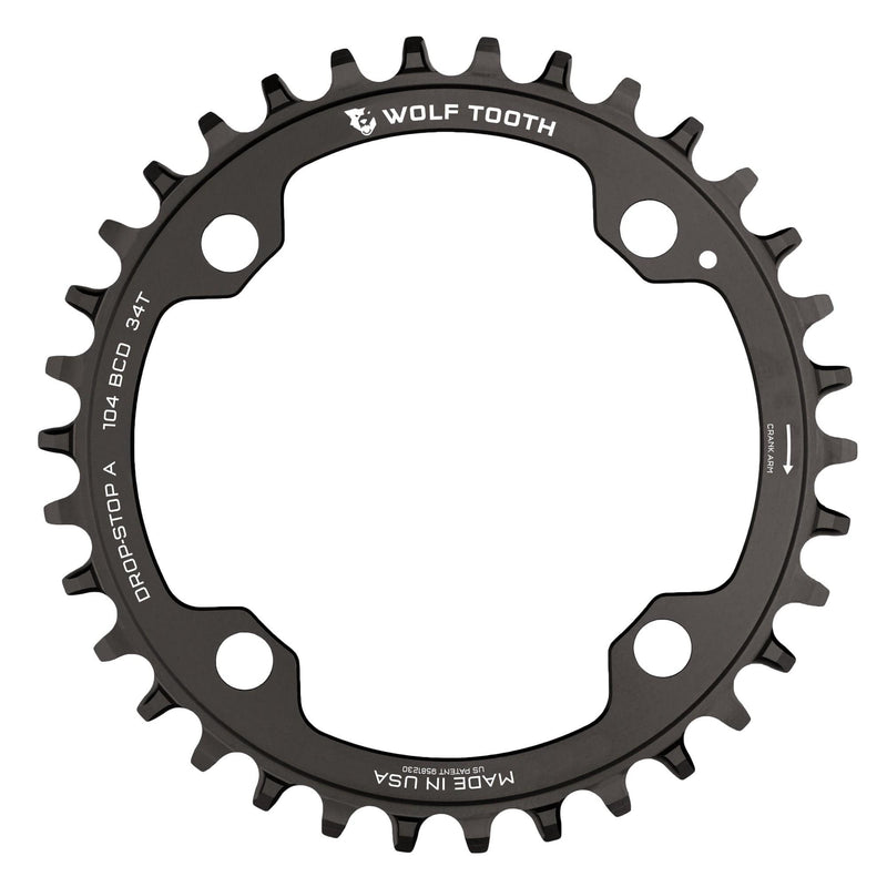 Load image into Gallery viewer, Wolf Tooth 104 BCD Chainring - 38t, 104 BCD, 4-Bolt, Drop-Stop B, Black