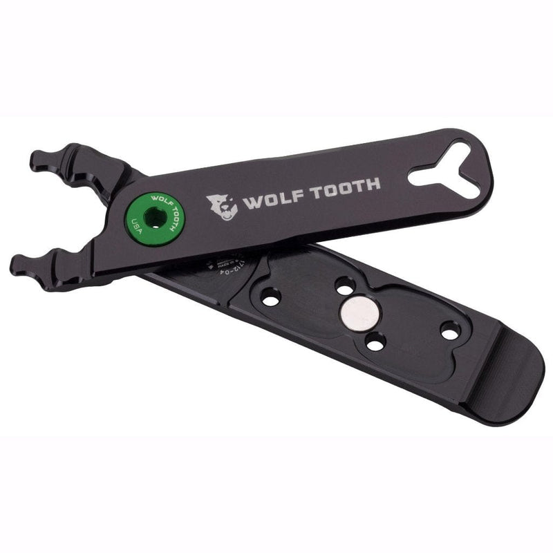Load image into Gallery viewer, Wolf Tooth Pack Pliers - Multi-Tool for Master Links, Chain Maintenance, & Tire Levers | 7075-T6 Aluminum, Compact Design, USA-Made, Black Gunmetal