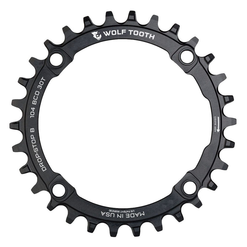 Load image into Gallery viewer, Wolf Tooth 104 BCD Chainring - 38t, 104 BCD, 4-Bolt, Drop-Stop B, Black