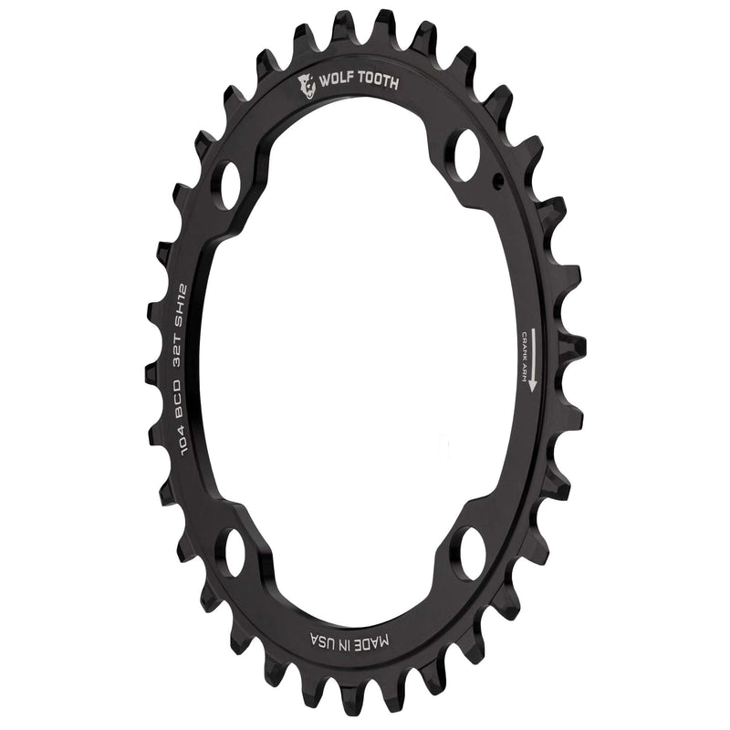 Load image into Gallery viewer, Wolf Tooth 104 BCD Chainring - 38t, 104 BCD, 4-Bolt, Drop-Stop B, Black