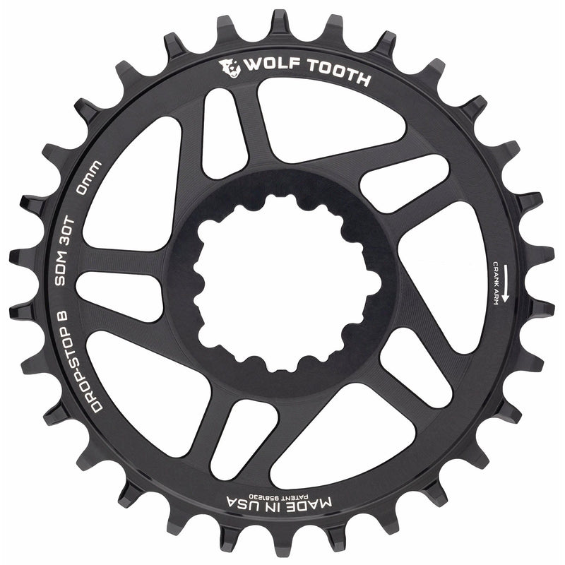 Load image into Gallery viewer, Wolf Tooth Drop Stop Chainring 32t SRAM Direct Mount 6mm Offset Aluminum Black