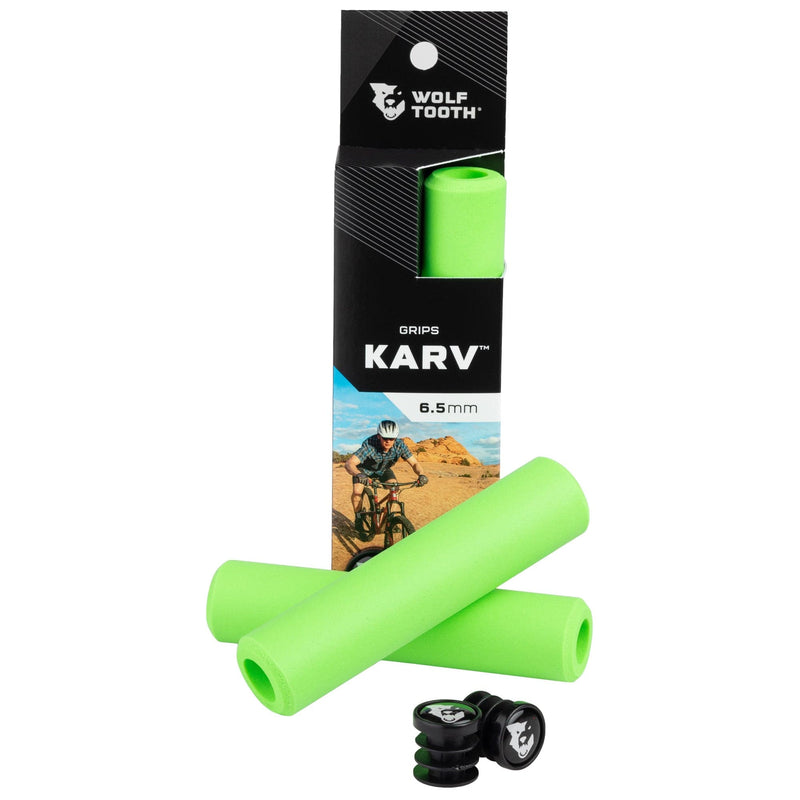 Load image into Gallery viewer, Wolf Tooth Karv 6.5mm Blue Silicone Bike Handlebar Grips - Vibration Damping, Weather-Resistant, Enhanced Comfort & Grip for Mountain & Trail Riding