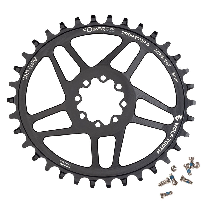 Load image into Gallery viewer, Wolf Tooth Elliptical Direct Mount Chainring - 34t, SRAM Direct Mount, Drop-Stop B, For SRAM 8-Bolt Cranksets, 3mm