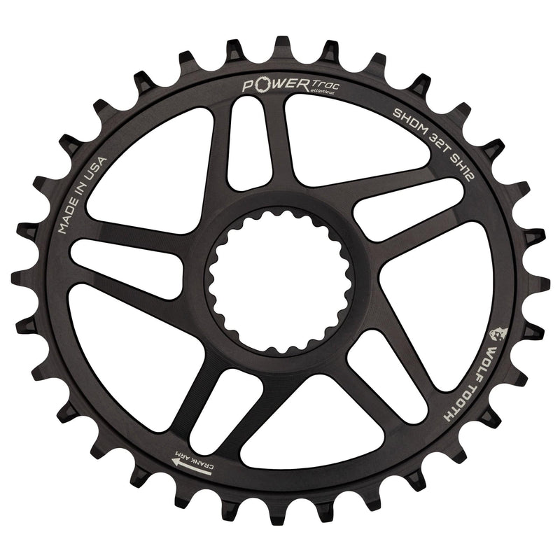 Load image into Gallery viewer, Wolf Tooth Elliptical Direct Mount Chainring - 32t, Shimano Direct Mount, Drop Stop B, Boost, 3mm Offset, Black