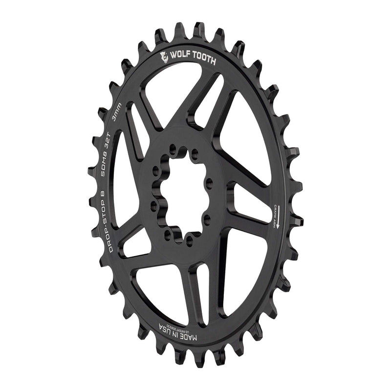 Load image into Gallery viewer, Wolf Tooth Direct Mount Chainring - 28t, SRAM Direct Mount, Drop-Stop B, For SRAM 8-Bolt Cranksets, 3mm Offset, Black