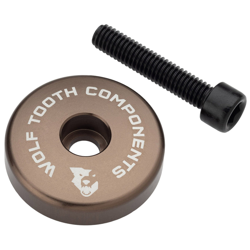 Load image into Gallery viewer, Wolf Tooth Ultralight Carbon Steerer Stem Cap with Integrated 5mm Spacer - Durable 6061-T6 Aluminum, Raw Silver, Compatible with 1 1 - 8" Top Steerer Tubes, Lightweight Stack Spacer & Top Cap for Road, Mountain & Gravel Bikes