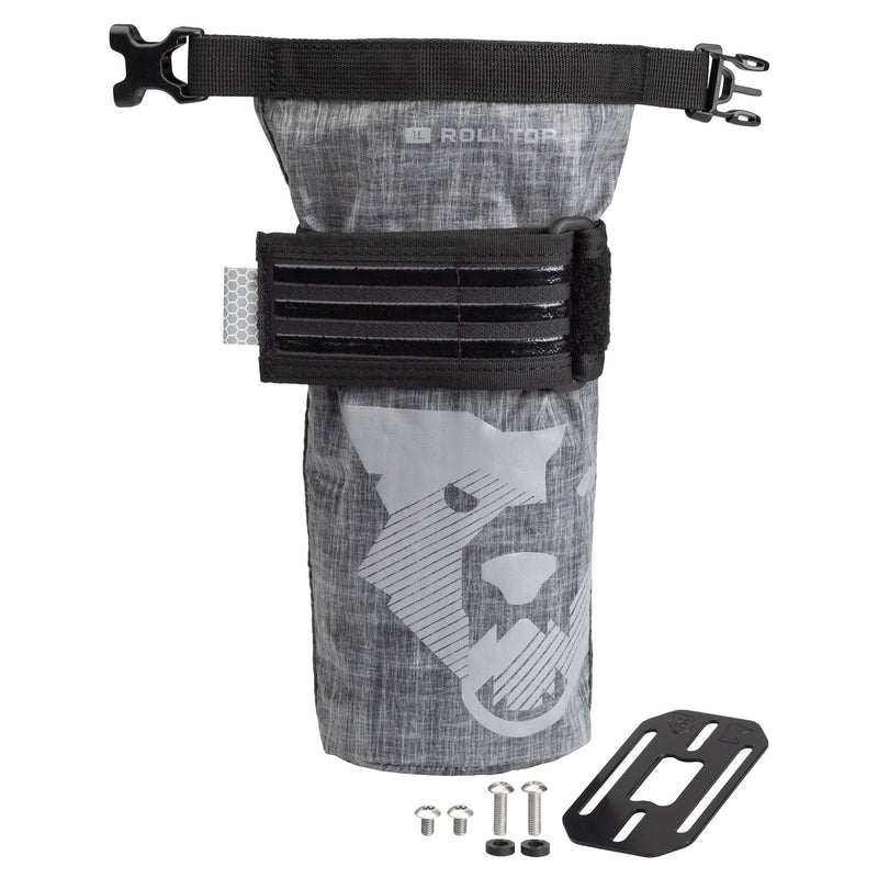 Load image into Gallery viewer, Wolf Tooth B-RAD TekLite Roll-Top Bag 1L Gray Bag, Strap and Mounting Plate