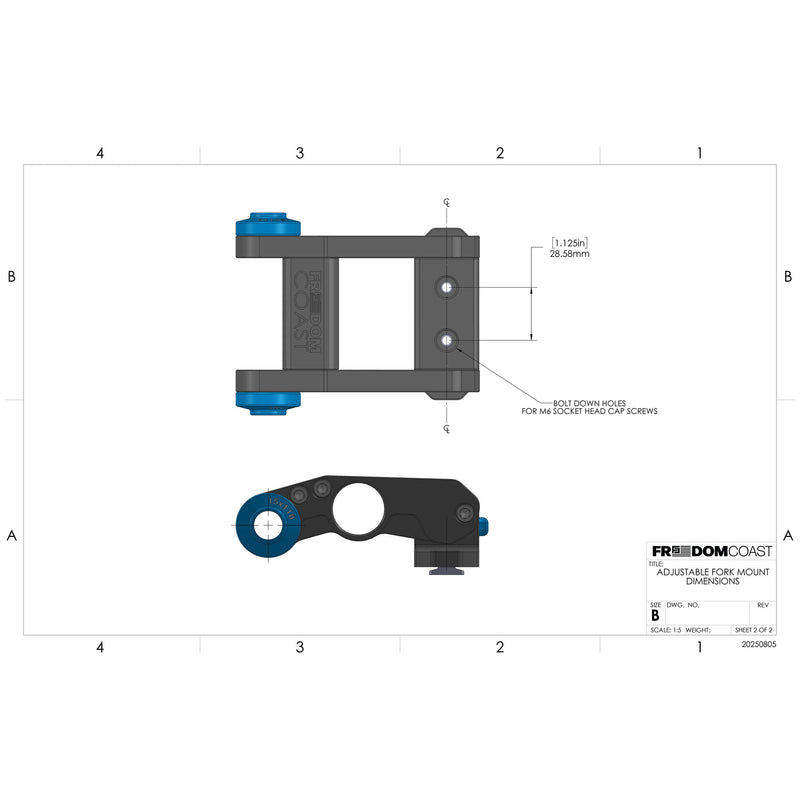 Load image into Gallery viewer, Freedom Coast Adjustable Fork Mount 12x100mm, Matte Gray