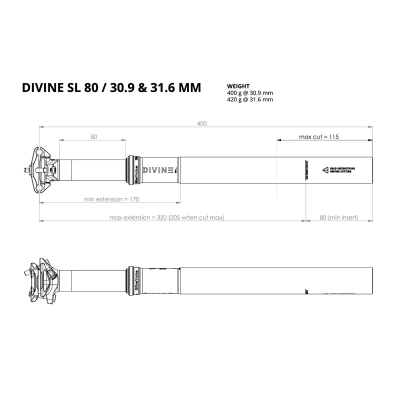 Load image into Gallery viewer, Bike Yoke Divine SL Seatpost Without Remote(80)31.6x400mm