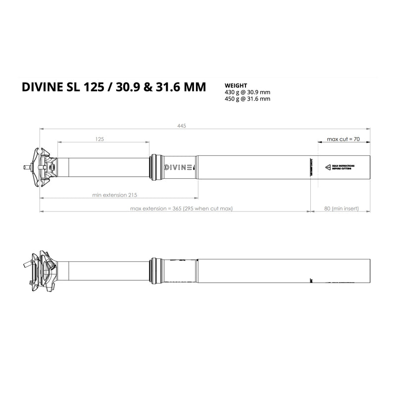 Load image into Gallery viewer, Bike Yoke Divine SL Seatpost Without Remote(125)31.6x445mm
