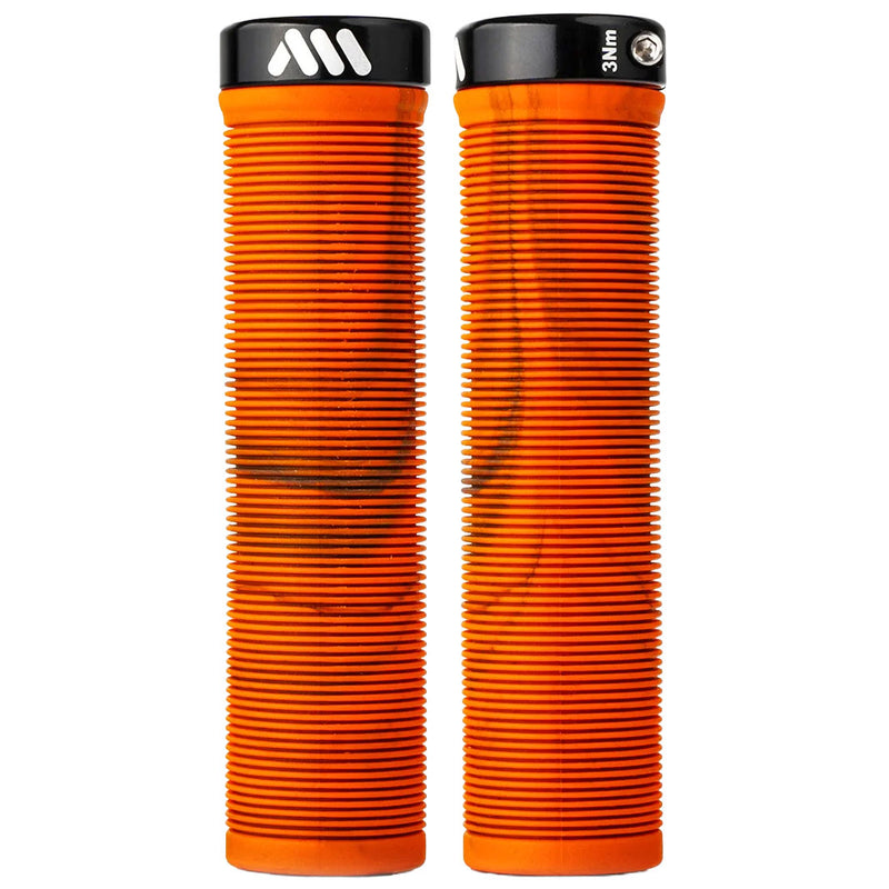 Load image into Gallery viewer, All-Mountain-Style-Barcode-Grips-Orange-Camo-Grips-132mm-Bicycle-Grips