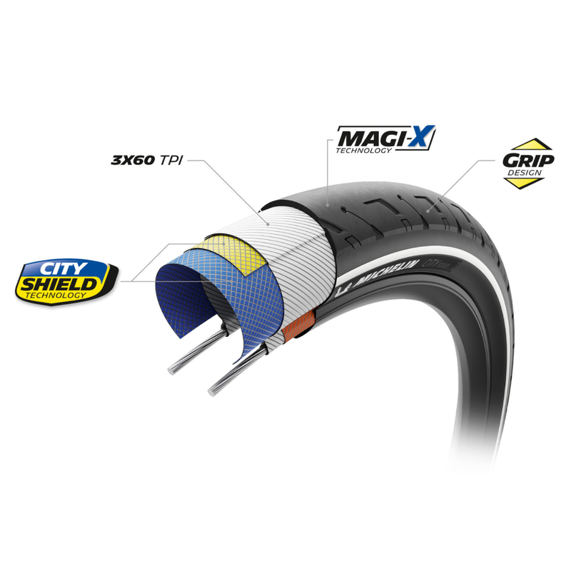 Load image into Gallery viewer, Michelin City Street Road Tire, 29''x2.40, Wire, Clincher, MAGI-X, Black