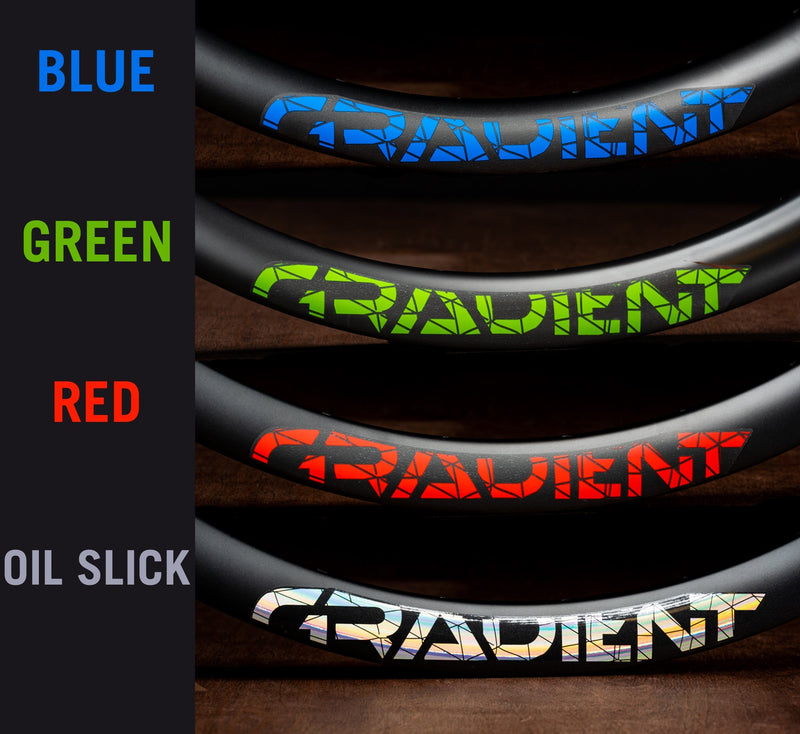 Load image into Gallery viewer, Full Speed Ahead Gradient MTB Rim Decals Decal - 27.5" Oil Slick