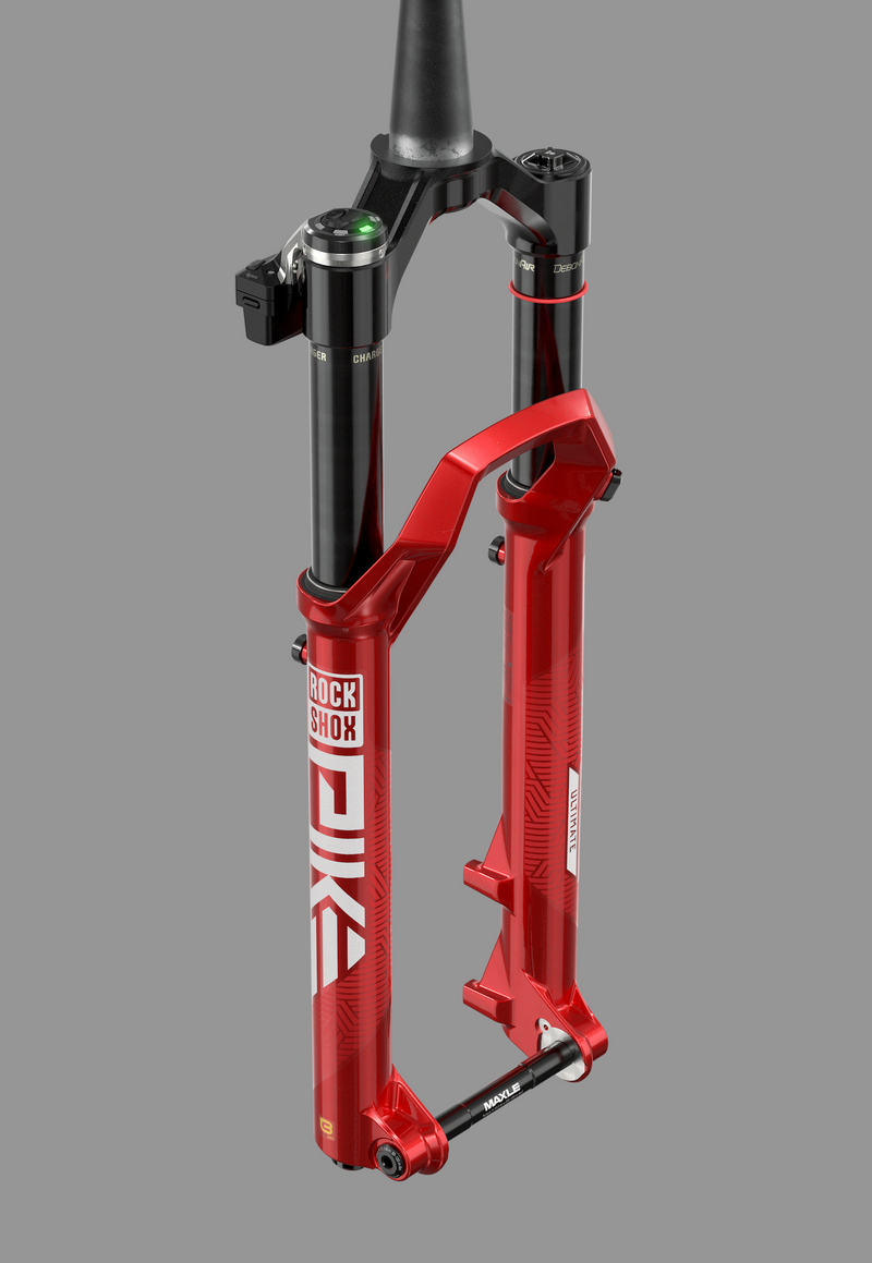 Load image into Gallery viewer, RockShox Pike Ultimate Flight Attendant 29" Boost Fork - 15x110mm, 140mm Travel, Electric Red, Includes Bolt-on Fender, 2 Bottom Tokens, Star Nut, Maxle Stealth, Battery & Charger - A3