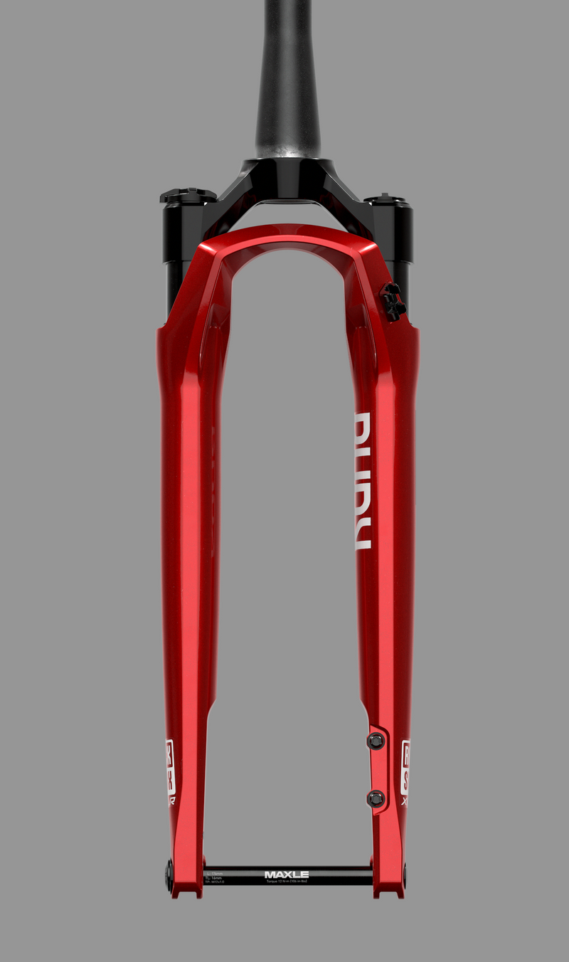 Load image into Gallery viewer, RockShox Rudy Ultimate Race Day 2 Fork - 700c, 12x100mm, 30mm Travel, Electric Red, 45mm Offset, Tapered SoloAir (Includes Fender, Star Nut, Maxle Stealth) A2
