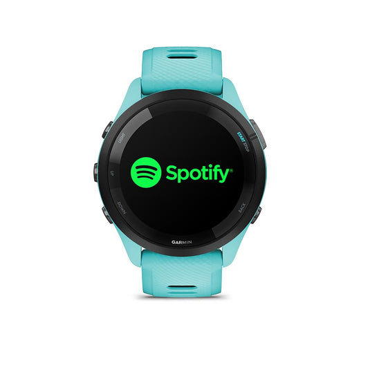 Garmin Forerunner 265 Music Watch, Watch Color: Aqua, Wristband: Aqua/Black - Silicone