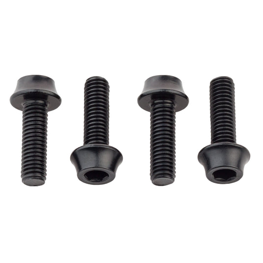 Pack of 2 Wolf Tooth Water Bottle Cage Bolts, M5x15mm, 4 Piece, Aluminum, Black