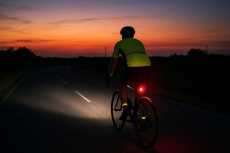 Cyclist at Dusk on Quiet Road
