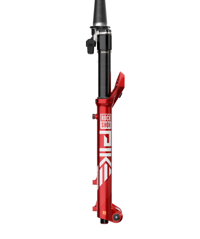 Load image into Gallery viewer, RockShox Pike Ultimate Flight Attendant 29" Boost Fork - 15x110mm, 140mm Travel, Electric Red, Includes Bolt-on Fender, 2 Bottom Tokens, Star Nut, Maxle Stealth, Battery &amp; Charger - A3
