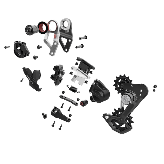 SRAM Eagle 90 T-Type 12-Speed Long Cage Rear Derailleur | Aluminum Black/Silver, Full Mount, 52T Max, Rebuildable Mechanical Innovation, UDH Compatibility, Precision Shifting, Lightweight Durable Cycling Component