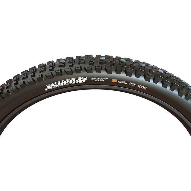 Load image into Gallery viewer, Maxxis Assegai Mountain Tire, 29"x2.50, Folding, Tubeless Ready, 3C Maxx Grip, DH, 120x2TPI, Black
