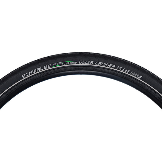 Schwalbe Delta Cruiser Plus Hybrid Tire, 29''x2.00, Wire, Clincher, Green Compound, PunctureGuard, Reflex, 50TPI, Black