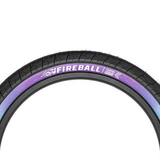 Eclat Fireball Tire 20 x 2.4 TPI 60 PSI 100 Clincher Wire Purple/Teal Fade BMX